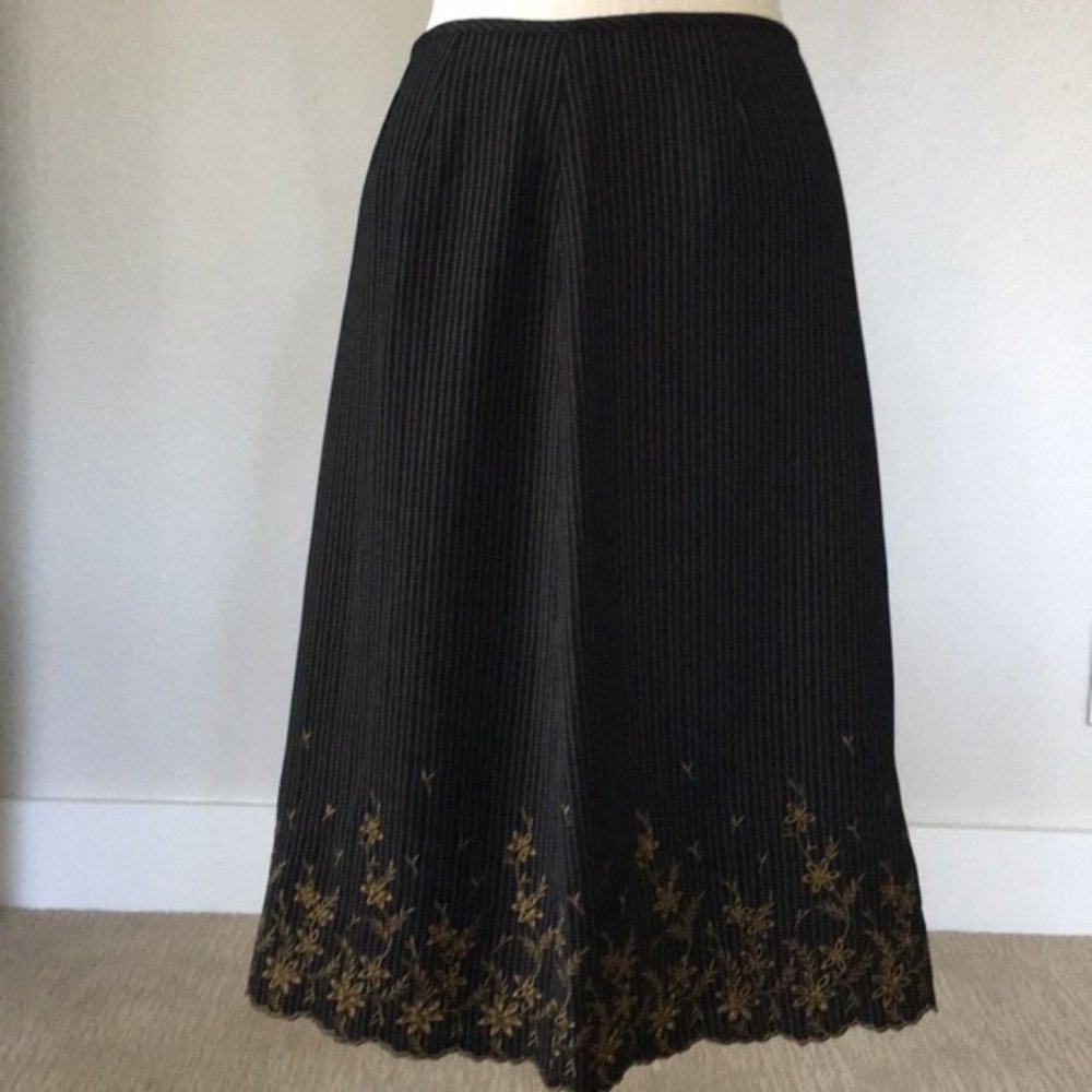 Betu black striped skirt Floral embroidery - 6